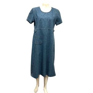 Vintage 90s Studio Ease cotton short sleeve denim midi dress